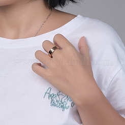 Anillos de dedo de acero inoxidable con palabra hueca&nbsp;FIND-PW0020-13C-RG