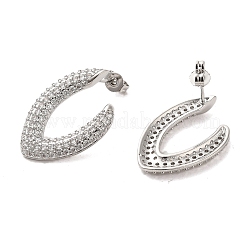 Orecchini a bottone da donna in ottone con micro pavé di zirconi trasparenti&nbsp;EJEW-A040-04P
