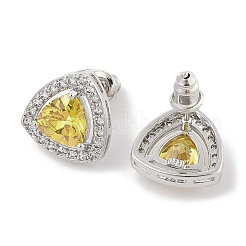 Boucles d'oreilles à tige triangulaires en laiton avec zircone cubique pavée pour femmes&nbsp;EJEW-I304-22P