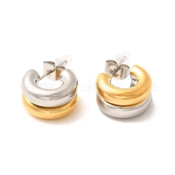 Orecchini a bottone bicolore in acciaio inossidabile 304&nbsp;EJEW-F355-05GP-05