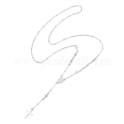 Colliers chapelet avec pendentif croix vierge en acier inoxydable 304&nbsp;NJEW-JN05416