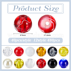 480 Stück 12 Stile Glasperlen-Set&nbsp;DIY-GA0009-29