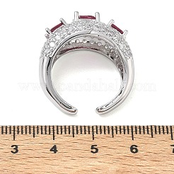 Anillos abiertos de latón con micropavé de circonitas cúbicas para mujer&nbsp;RJEW-L343-13P-06