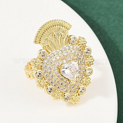Anelli di polsino in zircone chiaro con micro pavè di ottone&nbsp;RJEW-P155-04D-G