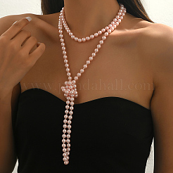 Collane lunghe in stile francese con perle finte in plastica rotonde da 8 mm per donna&nbsp;EA7399-3