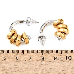 Zweifarbige C-förmige Ohrstecker aus 304 Edelstahl&nbsp;EJEW-K268-78GP