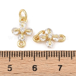 Ciondoli con connettori a croce in ottone con zirconi cubici trasparenti&nbsp;KK-G544-16G