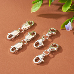 4 Sätze 2 Stile doppelt 925 Karabinerverschlüsse aus Sterlingsilber&nbsp;FIND-TA0002-22