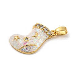 Pendentifs de noël en laiton micro pave zircone cubique&nbsp;KK-H468-02C-01G
