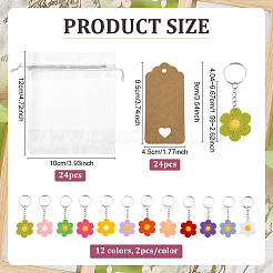 24 porte-clés en polyester tissé à fleurs&nbsp;KEYC-PH01613