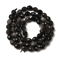 Natürliche silberglänzende Obsidian-Perlenstränge&nbsp;G-K376-F12-01