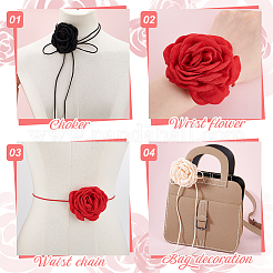 5 stücke 5 farben tuch blume kragen choker halsketten&nbsp;AJEW-GA0007-38