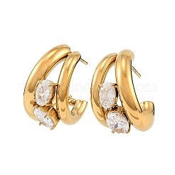Pendientes de acero inoxidable 304 con micropavé de circonita cúbica para mujer&nbsp;SA-CBAABBA-03G
