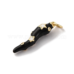 Pendenti in ottone micro pavé di zirconi cubici e smalto&nbsp;KK-Q098-35G-C