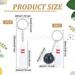 10 porte-clés pendentif en plastique ABS de style bowling et quilles&nbsp;KEYC-OC0001-43