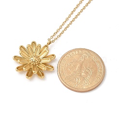 Colliers à chaîne en acier inoxydable 304 avec pendentif tournesol pour femmes&nbsp;NJEW-R011-02G