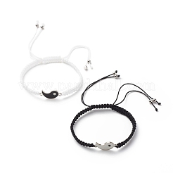 Emaille Yin Yang passendes Paar geflochtene Perlenarmbänder Set&nbsp;BJEW-JB08557