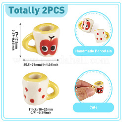 2 Stück handgefertigte Porzellanbecher-Dekoration&nbsp;PORC-TA0001-55F