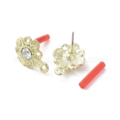 Aleación dorada chapada en estante con fornituras de aretes de rhinestone&nbsp;EJEW-B036-02G-03