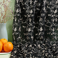 Polyester-Mesh-Stoff mit Blumenmuster&nbsp;DIY-WH0453-06A