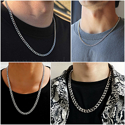 1 collar de cadena de eslabones cubanos de acero inoxidable 304 para hombres y mujeres.&nbsp;NJEW-BM0001-08F