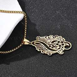 201 Edelstahl Laser Cut Blume Musiknote Anhänger Box Kette Halsketten für Frauen Männer&nbsp;NJEW-E156-02G