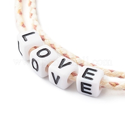 Bracciali in ordito con cordino di cotone a due anelli&nbsp;BJEW-JB06465-05