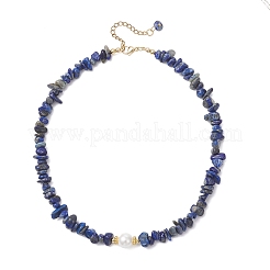Colliers de perles rondes blanches en coquillage et de perles en lapis-lazuli naturel&nbsp;NJEW-JN05740-02