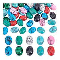 70 pz 10 stili ovali cabochon in turchese sintetico e malachite sintetica&nbsp;G-PH0002-68