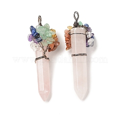 7 gros pendentifs en pierres précieuses mixtes naturelles et synthétiques pointues de chakra&nbsp;G-C012-01R