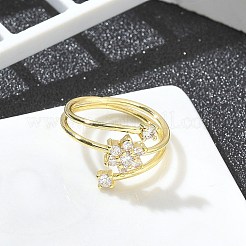 Offene Fingerringe aus Messing mit Mikropflaster und durchsichtigem Zirkonia für Damen&nbsp;RJEW-M028-83G