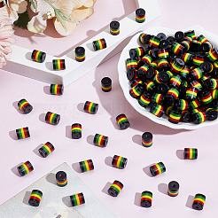 200 Stück Ghana Jamaika Reggae Streifen Harzperlen&nbsp;RESI-ME0001-10