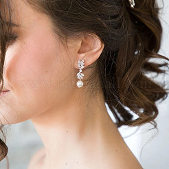 Boucles d'oreilles pendantes en laiton avec zircone cubique transparent&nbsp;FS-WGEEEF5-02