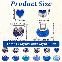 60 Stück 12 Stile Legierung Strass/Emaille European Beads & Harz European Beads Kits&nbsp;DIY-PA0001-06A