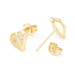 Orecchini a bottone con diamanti e zirconi chiari&nbsp;EJEW-P196-18G