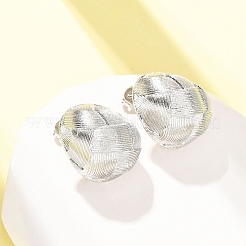 Boucles d'oreilles à clous ovales en laiton tressé&nbsp;EJEW-D351-06P