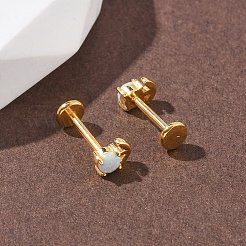 Pendientes de ópalo sintético de acero inoxidable 304&nbsp;EJEW-B143-01G-03