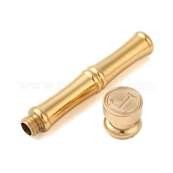Goldfarbener Wachssiegel-Stempelkopf aus Messing mit bambusstabförmigem Griff&nbsp;STAM-K001-05G-L