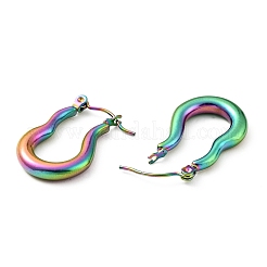 Orecchini a cerchio ovali twist in acciaio inossidabile 304 color arcobaleno con placcatura ionica (ip) per donna&nbsp;EJEW-G293-07M