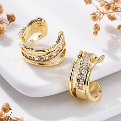 Orecchini a polsino con micro pavé di zirconi chiari in ottone placcato cremagliera&nbsp;EJEW-H147-07G