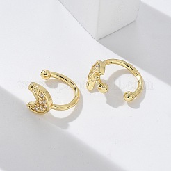 Latón chapado en oro micro pave circonio cúbico aretes&nbsp;EJEW-L244-42G