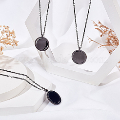 3 pendentif rond plat rotatif en acier inoxydable pour femmes et hommes&nbsp;NJEW-SC0001-81