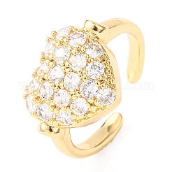 Messing Micro Pave Zirkonia Manschette offene Ringe&nbsp;RJEW-C153-02G