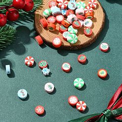 50pcs 10 Arten Weihnachtsthema handgemachte Polymertonperlen&nbsp;CLAY-YW0002-02