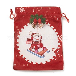 Rechteckige Stoffbeutel mit Weihnachtsmotiv und Jutekordel&nbsp;LS-ABAG-P008-01A
