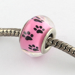 Perline europee in resina con motivo a zampa di cane a foro grande&nbsp;OPDL-Q129-226A