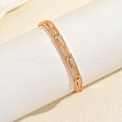 Bracciali a catena con micro pavé di zirconi cubici trasparenti in ottone per donna&nbsp;OU1621-2