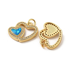 Valentinstag Messing Micro Pavé Zirkonia mit synthetischen Opal Anhängern&nbsp;KK-D096-02B-G