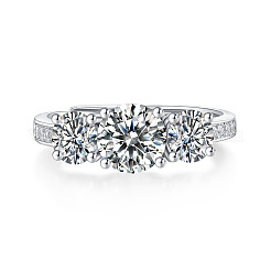Rhodinierte 925 Sterling Silber Pavé 6.5x3.9mm Moissanit verstellbare Ringe für Damen&nbsp;WG2294D-01