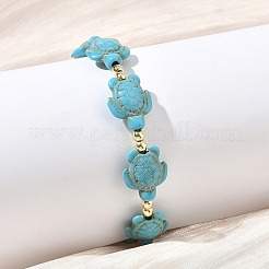 Bracelets ajustables en turquoise synthétique et perles tressées d'hématite non magnétique&nbsp;BJEW-JB13731-02